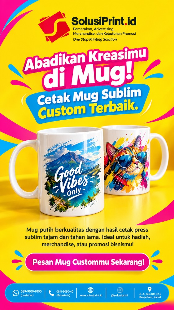 Mug Sublim Putih Impor SolusiPrint.id: Cetak Presisi, Anti Luntur