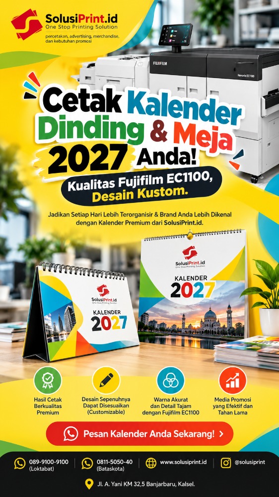 Jasa Cetak Kalender Dinding & Meja 2027 - SolusiPrint.id