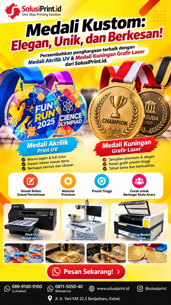 Medali Kustom Akrilik & Kuningan | SolusiPrint.id Premium